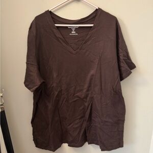 Woman Within Chocolate V-Neck Top